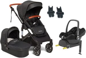 Beemoo Maxi 4 Duovogn inkl. Maxi-Cosi CabrioFix i-Size Autostol Baby & Base, Black/Black