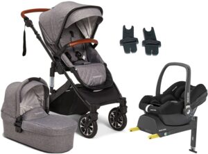 Beemoo Maxi 4 Duovogn inkl. Maxi-Cosi CabrioFix i-Size Autostol Baby & Base, Grey/Black