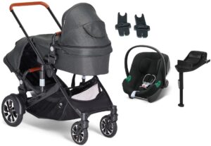 Beemoo Maxi 4 Twin Søskendevogn inkl. Cybex Aton B2 i-Size Autostol Baby & Base, Black/Volcano Black