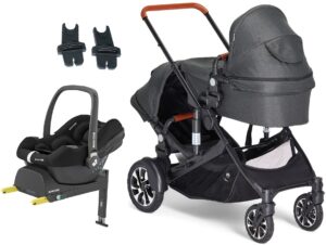 Beemoo Maxi 4 Twin Søskendevogn inkl. Maxi-Cosi CabrioFix i-Size Autostol Baby & Base, Black