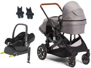 Beemoo Maxi 4 Twin Søskendevogn inkl. Maxi-Cosi CabrioFix i-Size Autostol Baby & Base, Grey