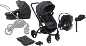 Beemoo Move 2-in-1 Kombivogn inkl. Cybex Aton B2 i-Size Autostol Baby & Base, Asphalt/Volcano Black