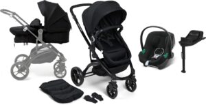 Beemoo Move 2-in-1 Kombivogn inkl. Cybex Aton B2 i-Size Autostol Baby & Base, Black/Volcano Black