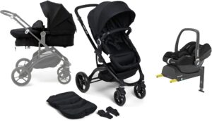 Beemoo Move 2-in-1 Kombivogn inkl. Maxi-Cosi CabrioFix i-Size Autostol Baby & Base, Black