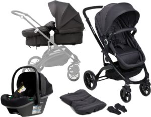 Beemoo Move 2-in-1 Kombivogn inkl. Route i-Size Autostol Baby, Asphalt/Black Stone