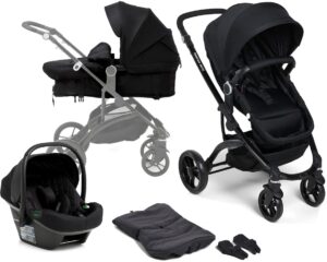 Beemoo Move 2-in-1 Kombivogn inkl. Route i-Size Autostol Baby, Black/Black Stone