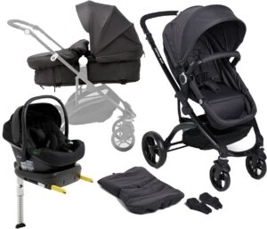 Beemoo Move 2-in-1 Kombivogn inkl. Route i-Size Autostol Baby & ISOFIX Base, Asphalt/Black Stone