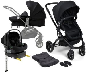 Beemoo Move 2-in-1 Kombivogn inkl. Route i-Size Autostol Baby & ISOFIX Base, Black/Black Stone