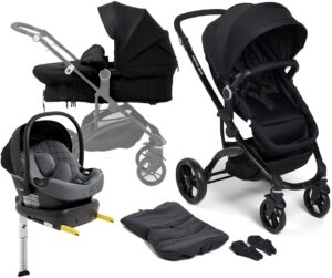 Beemoo Move 2-in-1 Kombivogn inkl. Route i-Size Autostol Baby & ISOFIX Base, Black/Mineral Grey