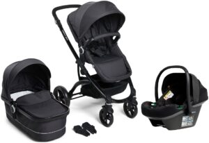 Beemoo Move Duo Kombivogn inkl. Route i-Size Autostol Baby, Asphalt/Black Stone