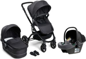 Beemoo Move Duo Kombivogn inkl. Route i-Size Autostol Baby, Asphalt/Mineral Grey