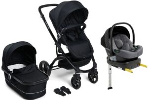 Beemoo Move Duo Kombivogn inkl. Route i-Size Autostol Baby & ISOFIX Base, Black/Mineral Grey