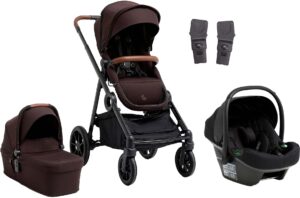 Beemoo Pro Multi 2 Duovogn inkl. Route i-Size Autostol Baby, Espresso Brown/Black Stone
