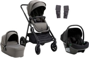 Beemoo Pro Multi 2 Duovogn inkl. Route i-Size Autostol Baby, Mocha Grey/Black Stone