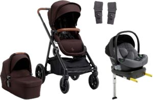 Beemoo Pro Multi 2 Duovogn inkl. Route i-Size Autostol Baby & Base, Espresso Brown/Mineral Grey