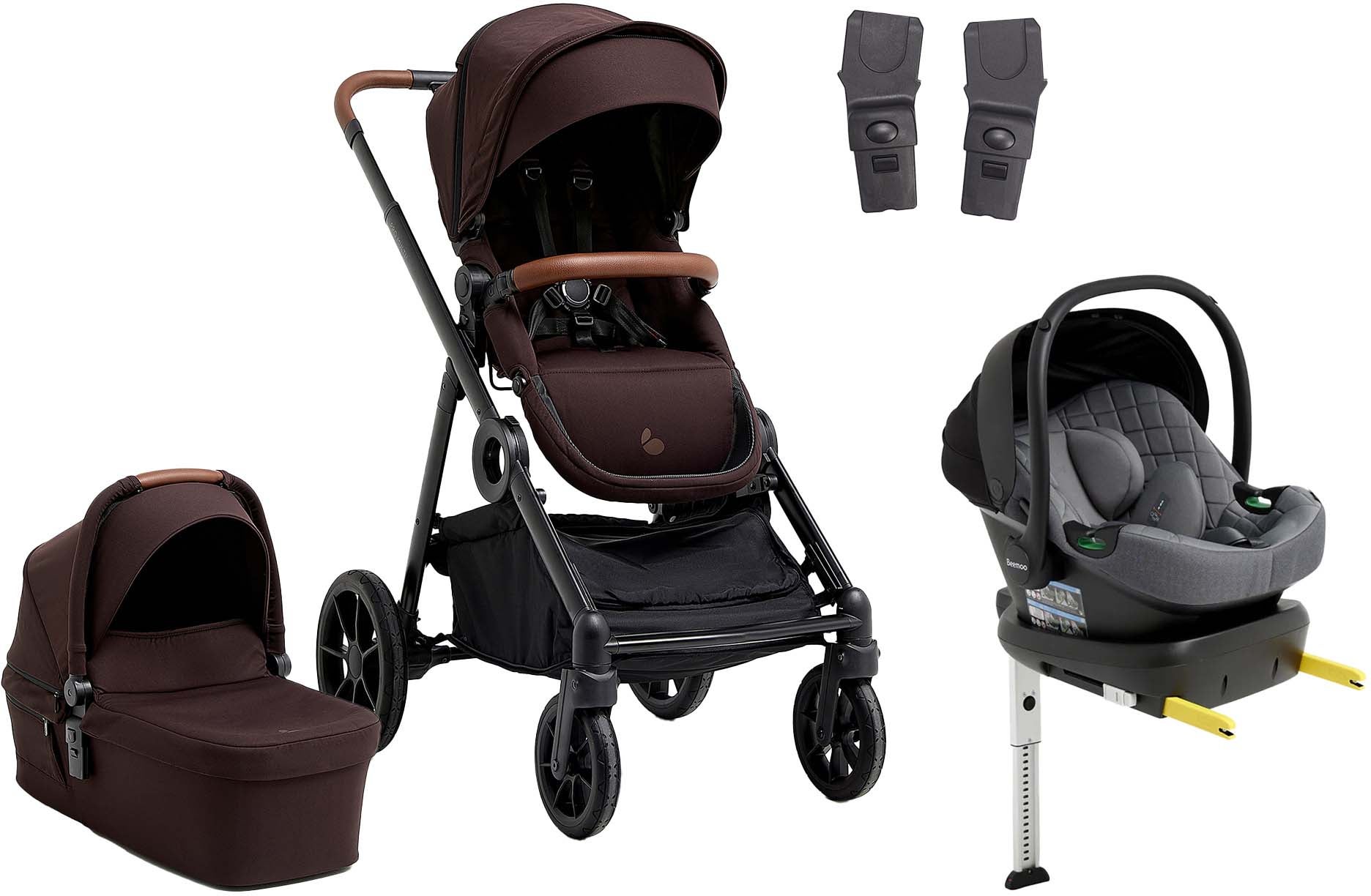 Beemoo Pro Multi 2 Duovogn inkl. Route i-Size Autostol Baby & Base, Espresso Brown/Mineral Grey Beemoo Pro Multi 2 Duovogn inkl. Route i-Size Autostol Baby & Base, Espresso Brown/Mineral Grey