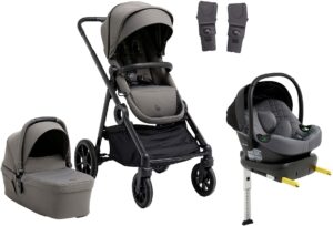 Beemoo Pro Multi 2 Duovogn inkl. Route i-Size Autostol Baby & Base, Mocha Grey/Mineral Grey