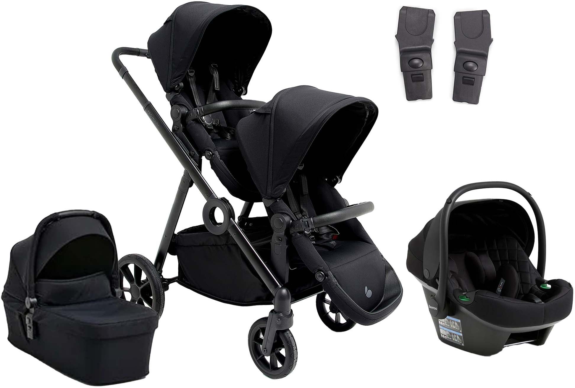 Beemoo Pro Multi 2 Søskendevogn inkl. Route i-Size Autostol Baby, Coffee Black/Black Stone Beemoo Pro Multi 2 Søskendevogn inkl. Route i-Size Autostol Baby, Coffee Black/Black Stone