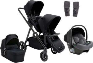 Beemoo Pro Multi 2 Søskendevogn inkl. Route i-Size Autostol Baby, Coffee Black/Mineral Grey