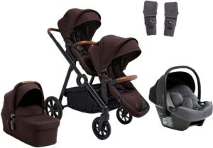 Beemoo Pro Multi 2 Søskendevogn inkl. Route i-Size Autostol Baby, Espresso Brown/Mineral Grey