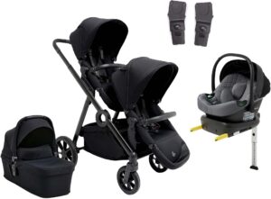 Beemoo Pro Multi 2 Søskendevogn inkl. Route i-Size Autostol Baby & Base, Coffee Black/Mineral Grey
