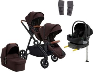 Beemoo Pro Multi 2 Søskendevogn inkl. Route i-Size Autostol Baby & Base, Espresso Brown/Black Stone