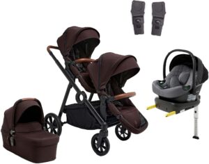 Beemoo Pro Multi 2 Søskendevogn inkl. Route i-Size Autostol Baby & Base, Espresso Brown/Mineral Grey