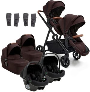 Beemoo Pro Multi 2 Tvillingevogn inkl. Route i-Size Autostol Baby, Espresso Brown/Black Stone