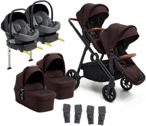 Beemoo Pro Multi 2 Tvillingevogn inkl. Route i-Size Autostol Baby & Base, Espresso Brown/Mineral Grey