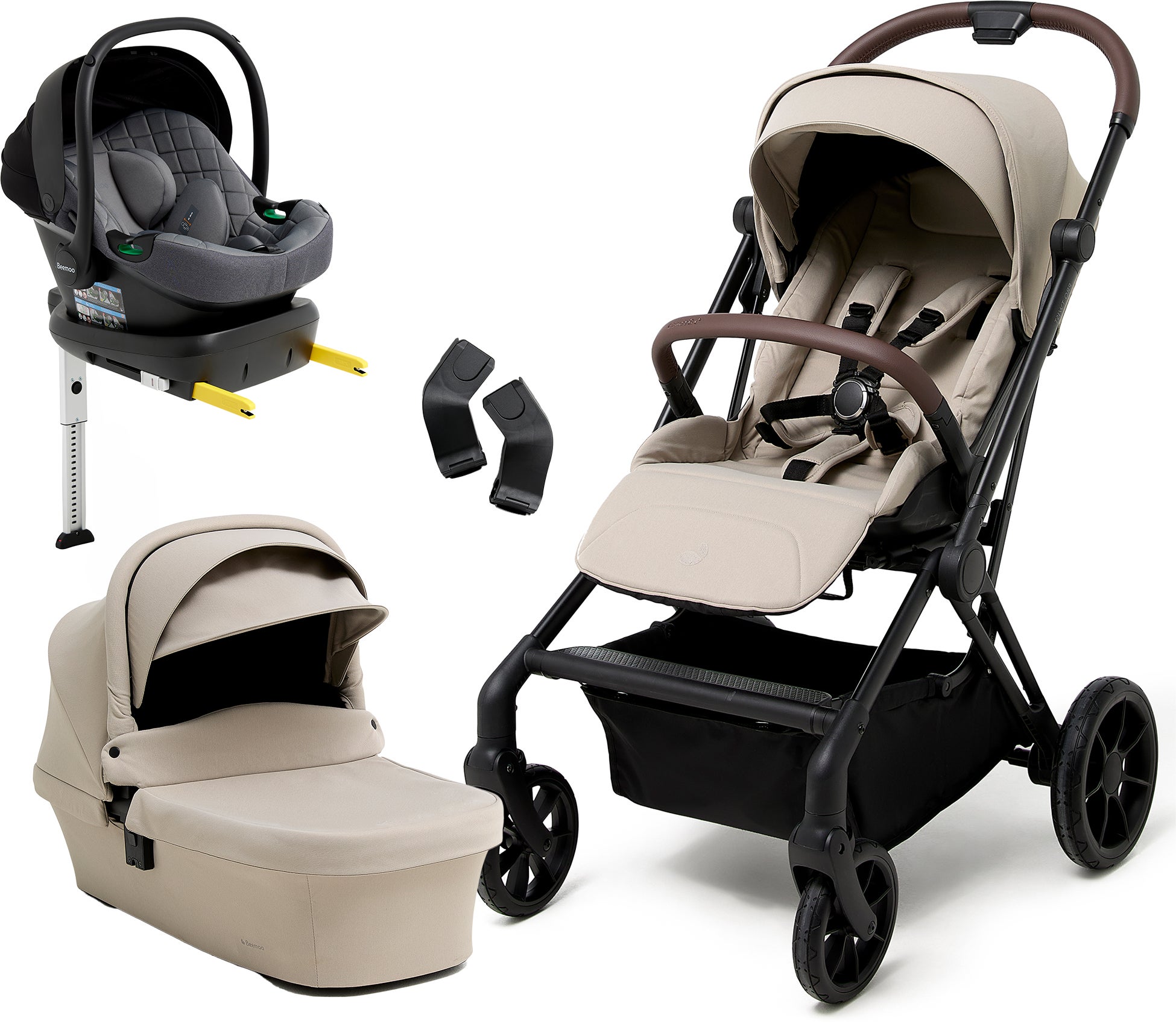 Beemoo Pro Twist Duovogn Inkl. Beemoo Route Autostol Baby & Base, Latte Beige/Mineral Grey Beemoo Pro Twist Duovogn Inkl. Beemoo Route Autostol Baby & Base, Latte Beige/Mineral Grey