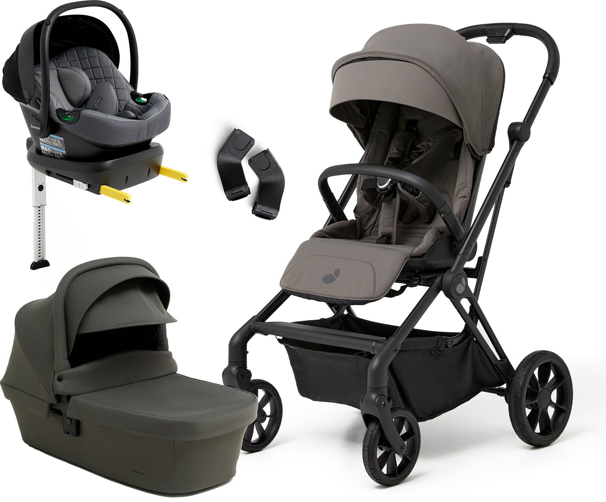 Beemoo Pro Twist Duovogn Inkl. Beemoo Route Autostol Baby & Base, Mocha Grey/Mineral Grey Beemoo Pro Twist Duovogn Inkl. Beemoo Route Autostol Baby & Base, Mocha Grey/Mineral Grey