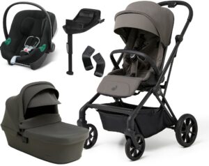 Beemoo Pro Twist Duovogn Inkl. Cybex Aton B2 Autostol Baby & Base, Mocha Grey/Volcano Black