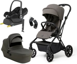 Beemoo Pro Twist Duovogn Inkl. MaxiCosi CabrioFix Autostol Baby & Base, Mocha Grey/Essential Black