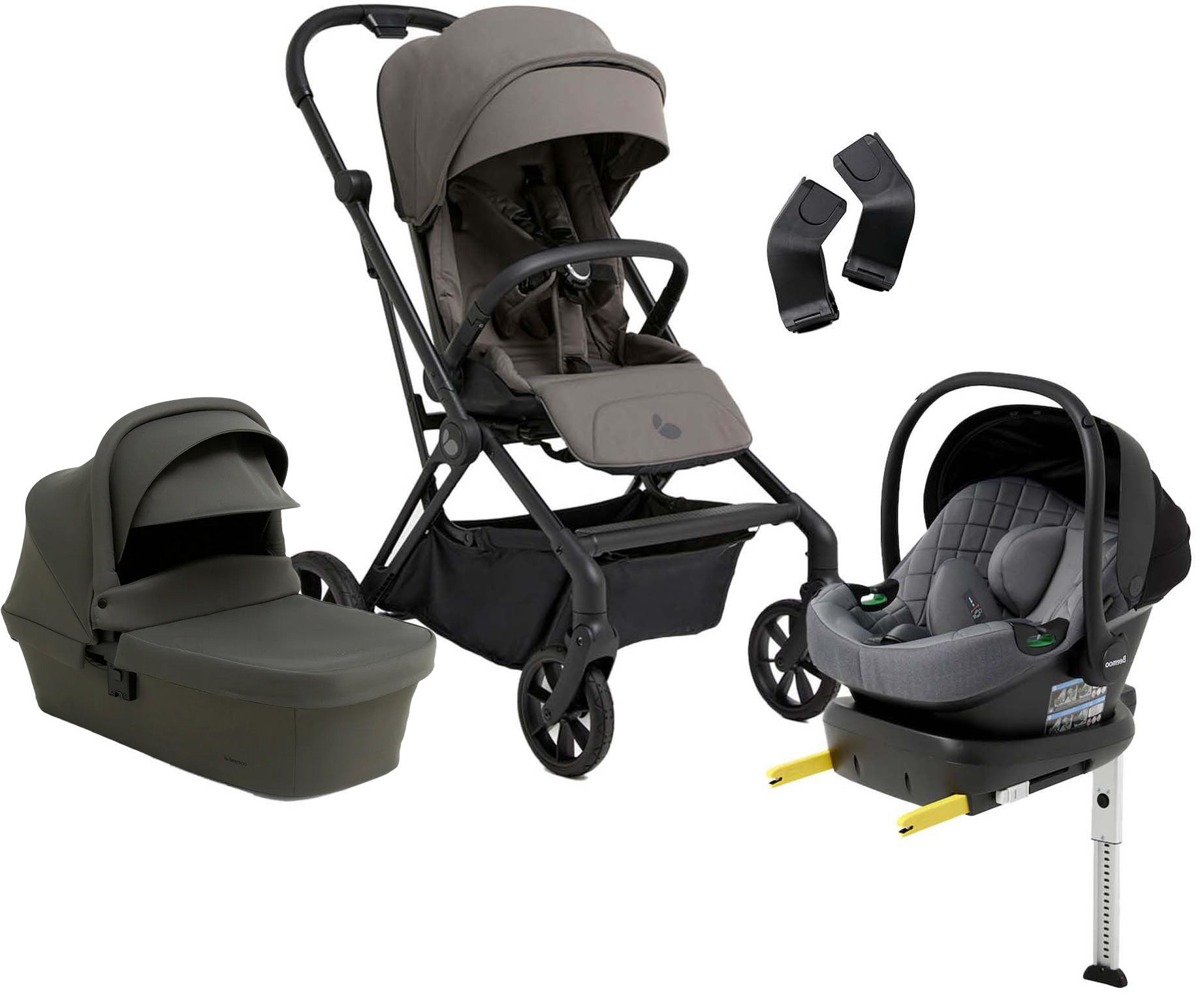 Beemoo Pro Twist Duovogn inkl. Beemoo Route Autostol Baby & Base, Mocha Grey/Mineral Grey Beemoo Pro Twist Duovogn inkl. Beemoo Route Autostol Baby & Base, Mocha Grey/Mineral Grey