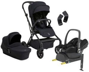 Beemoo Pro Twist Duovogn inkl. Maxi-Cosi CabrioFix Autostol Baby & Base, Coffee Black/Essential Black