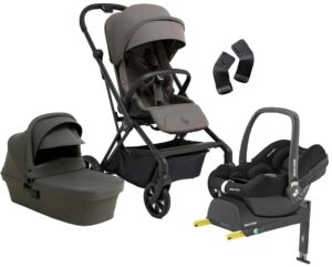 Beemoo Pro Twist Duovogn inkl. Maxi-Cosi CabrioFix Autostol Baby & Base, Mocha Grey/Black