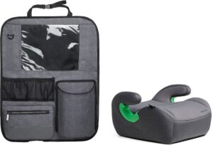 Beemoo Raise 2 i-Size Selepude inkl. Beemoo Deluxe Sædebeskytter med Opbevaring, Mineral Grey