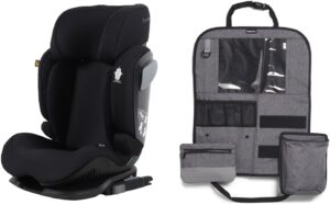 Beemoo Recline i-Size Autostol inkl. Deluxe Sædebeskytter, Black Stone