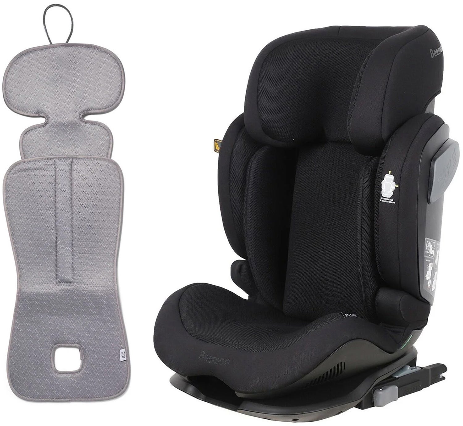 Beemoo Recline i-Size Autostol inkl. Ventilerende Hynde, Black Mesh/Grey Beemoo Recline i-Size Autostol inkl. Ventilerende Hynde, Black Mesh/Grey
