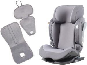 Beemoo Recline i-Size Autostol inkl. Ventilerende Hynde, Mineral Grey/Grey