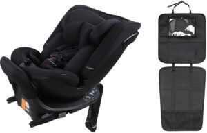 Beemoo Rotate i-Size Vendbar Autostol inkl. 3-in-1 Sædebeskyttelse, Black Stone