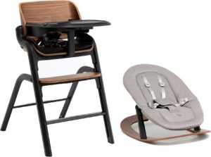 Beemoo Selection Life Højstol inkl. Skråstol, Walnut/Grey