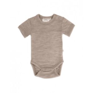 Body Med Kort Ærme Og Knaplukning Over Den Ene Skulder Til Baby, I 100% Økologisk Merino Uld