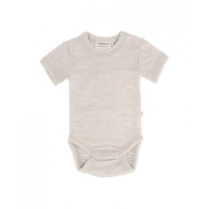 Body Med Kort Ærme Og Knaplukning Over Den Ene Skulder Til Baby, I 100% Økologisk Merino Uld
