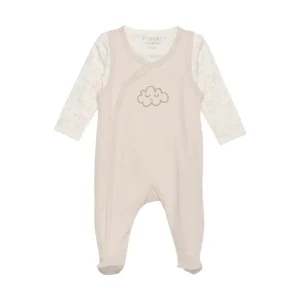 Body langærmet m.romper - Oatmeal - 68
