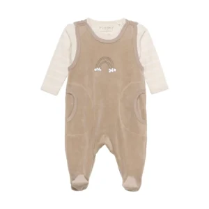 Body langærmet m.velour romper - Dune - 68