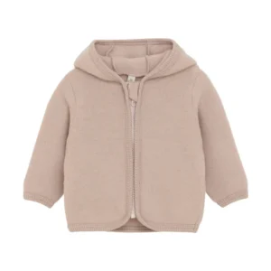Cardigan m. Ører Uld Fleece - Mahogany Rose - 86