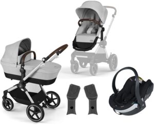 Cybex EOS Lux Duovogn inkl. BeSafe iZi Go Modular X2 i-Size Autostol Baby, Silver/Lava Grey
