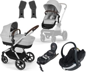 Cybex EOS Lux Duovogn inkl. BeSafe iZi Go Modular X2 i-Size Autostol Baby & Base, Silver/Lava Grey