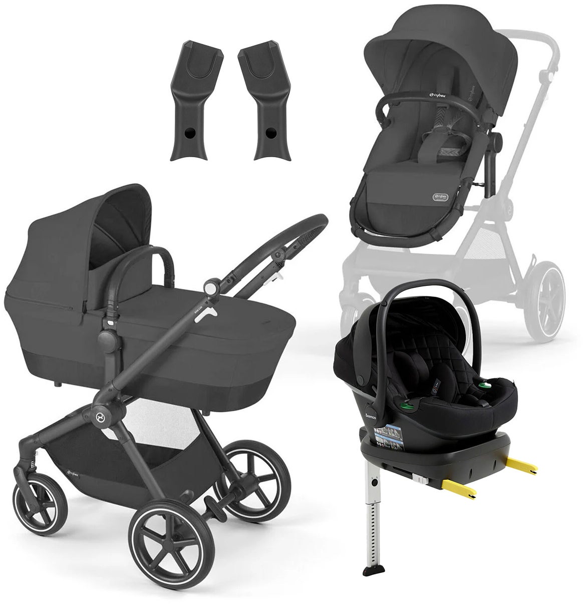 Cybex EOS Lux Duovogn inkl. Beemoo Route i-Size Autostol Baby & ISOFIX Base, Moon Black/Black Stone Cybex EOS Lux Duovogn inkl. Beemoo Route i-Size Autostol Baby & ISOFIX Base, Moon Black/Black Stone
